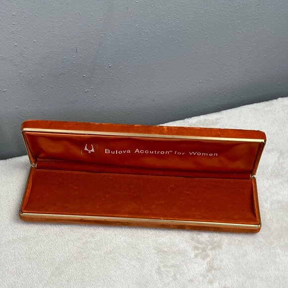 Vintage Bulova Accutron Women Orange Velvet Watch Box Case  EMPTY - Picture 7 of 7